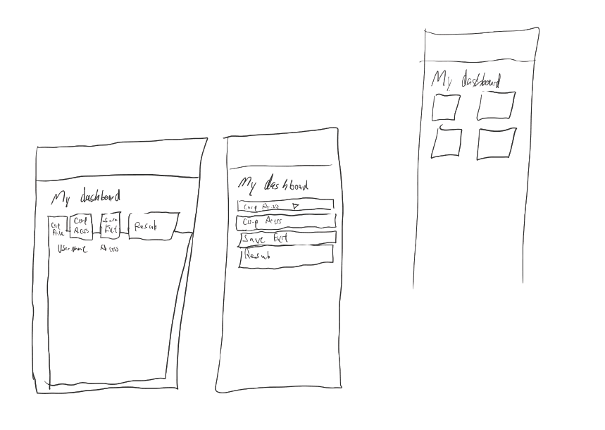 Early concept sketches for alternate dashboard structures.